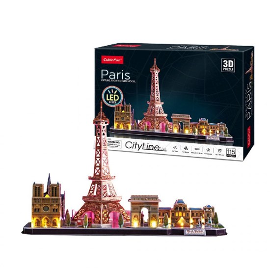 3d Puzzel Skyline van Parijs met LED Verlichting 115dlg 10+ 