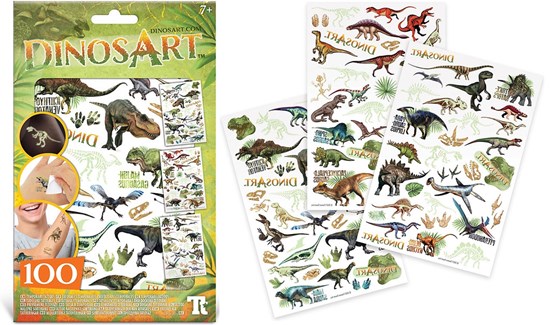 Dinosasrt Glow in de Dark Dino Stickers circa 100stuks 