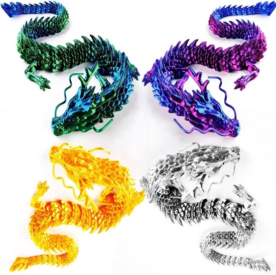 Fidget Dragon 3D Print Metallic Assort Kleuren in Box 