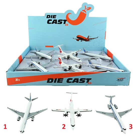 die cast Vliegtuig Assorti circa 19cm 