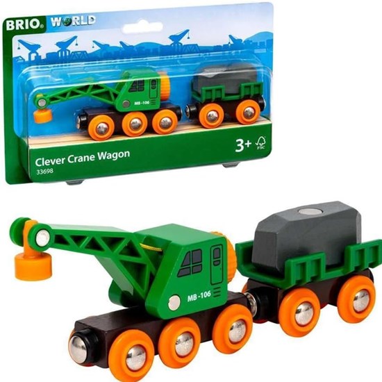 33698 brio Kraanwagen Wagon met Aanhanger 3+  