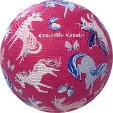 Crocodile Creek Roze rubberen bal met Magische Unicorn print 13cm