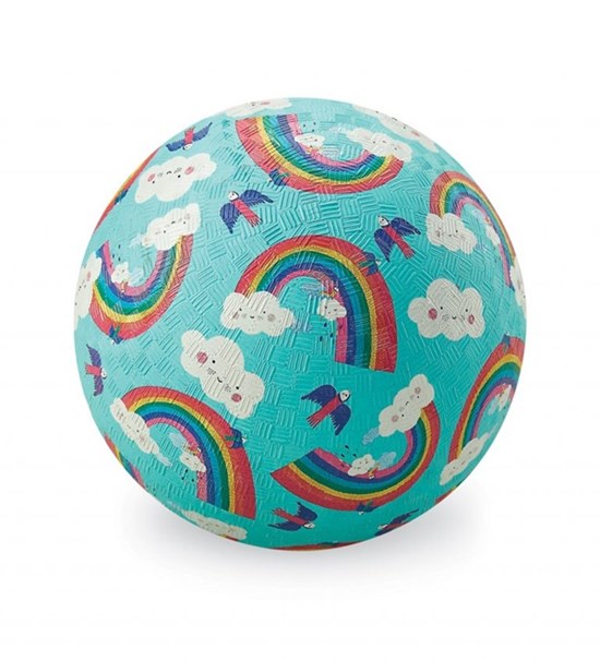 Crocodile Creek Rubberen Bal circa 18cm Regenboog Turquoise 