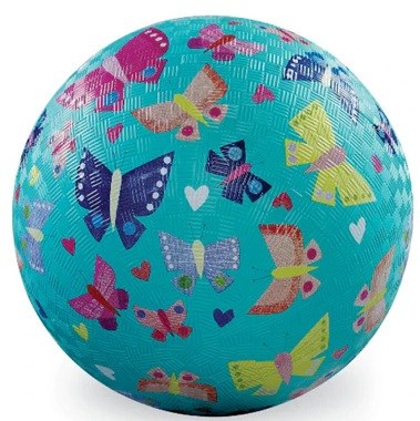 Crocodile Creek Rubberen Bal circa 18cm Vlinders Turquoise 