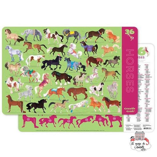 crocodile creek Can You Find ? Placemat Dubbelzijdig 36 Paarden 