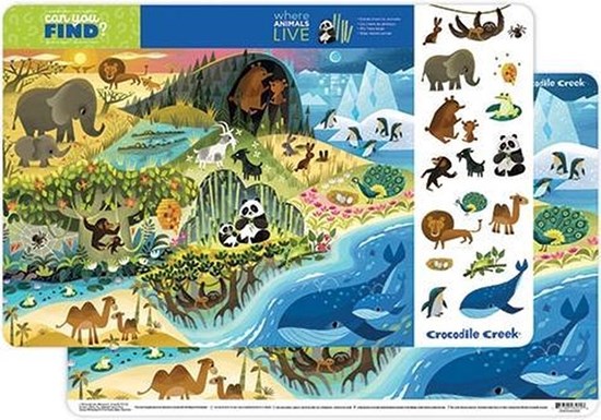 crocodile creek Can You Find ? Placemat Dubbelzijdig Where Animals Live 