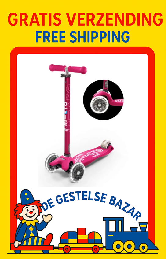 micro step MAXI DELUXE met LED WIELEN ROZE 5+     
