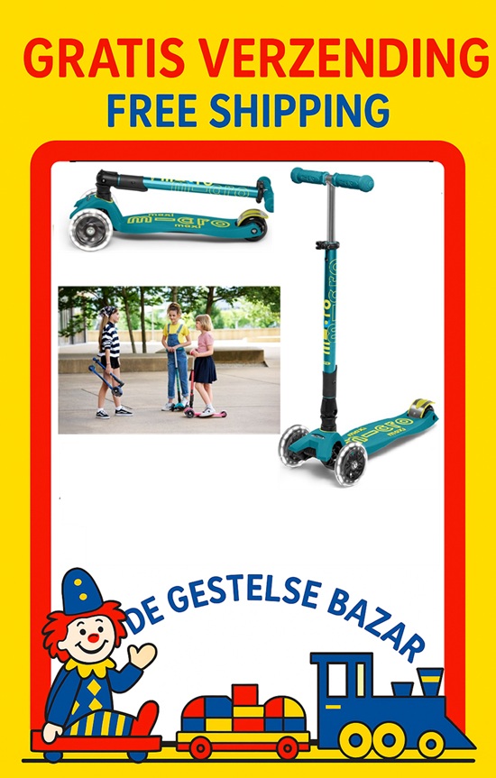 micro step MAXI Petrol Green met LED Verlichting Inklapbaar 5+ 