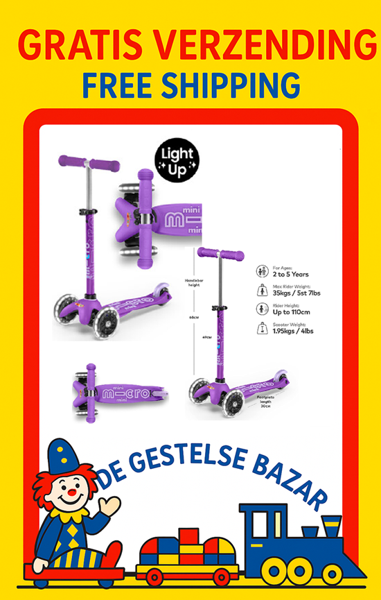 Micro Step Mini Deluxe met  LED Wielen Paars 2+