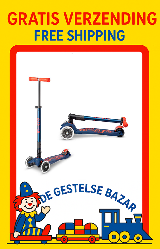 micro step MAXI Marine Blauw met LED Verlichting Inklapbaar 5+ 