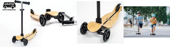 Croozaboo Design Kids Scooter Step 3 tot 10 jaar Drie wielen Brede Plank Black line 3+ 
