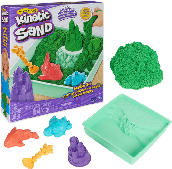Spinmaster Kinetic Sand Zandbak Opbergset met Groen  Speelzand 3+ 
