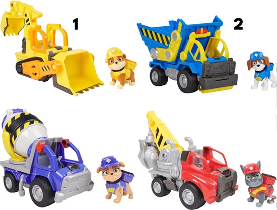 Paw Patrol Rubble & Crew Bouwvoertuigen met Hondenfiguur assorti 3+