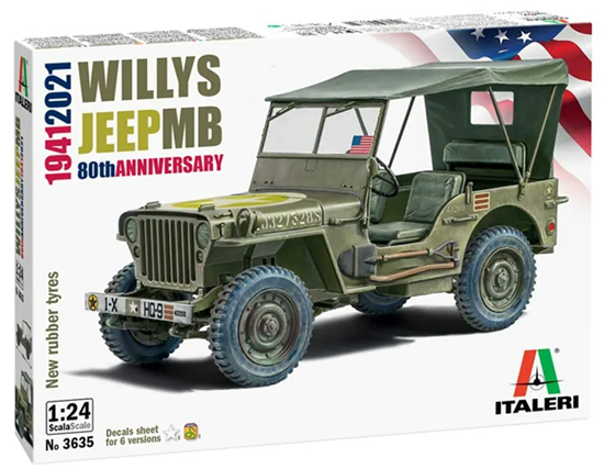 3635 Italeri 19412021 Willys Jeep mb 80th Anniversary schaal 1/24 