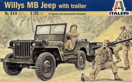 italeri Willys MB Jeep with Trailer Legerjeep schaal 1/35 