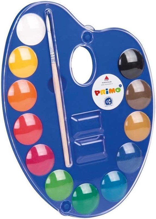 Primo 12 Aquarel Verftabletten met Mengpalet en Penseel 