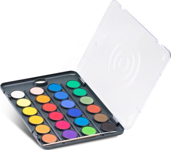 primo Verftabletten Doos 30mm 24 Basis Kleuren met Penseel 