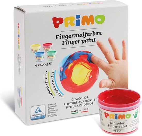 Primo 4 Kleuren Vingerverf 100gram 2+ 