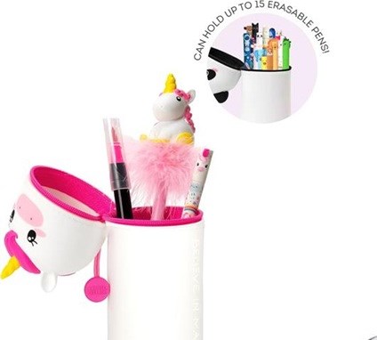 Legami Kawaii 2in1 Silicone Pennen Etui Unicorn wit/roze