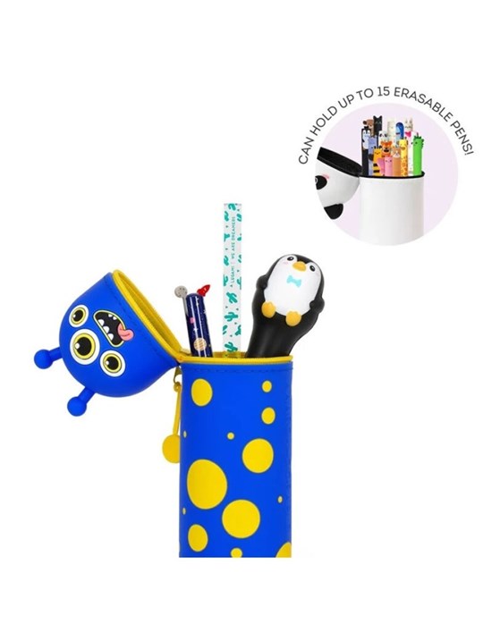 Legami Kawaii 2in1 Silicone Pennen Etui Monster blauw 