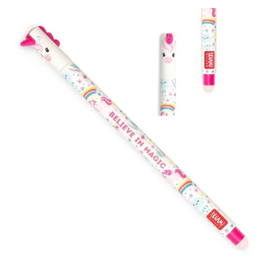 Legami Uitwisbare Pen Unicorn Believe in Magic Wit/Roze roze inkt  