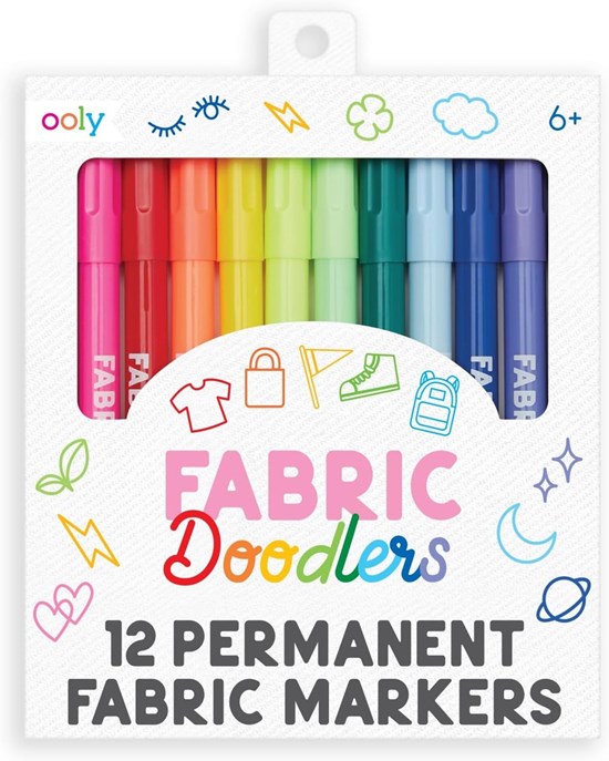 Ooly Fabric Doodles Permanent Stiften 12kleuren 6+ 
