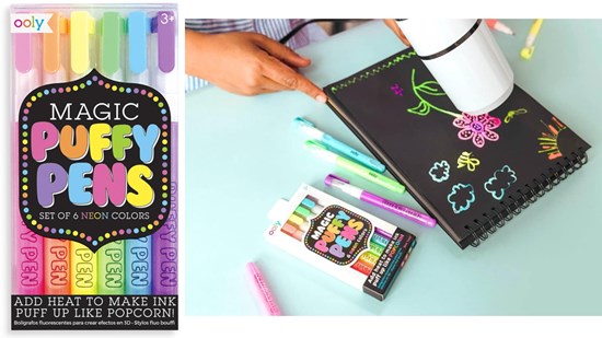 Ooly Magic Neon Puffy Pens 6 Neon Colors 3+ 