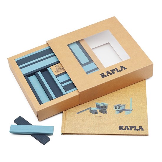 Kapla 40 Plankjes Donker Blauw/Licht Blauw met Voorbeelden Boekje 
