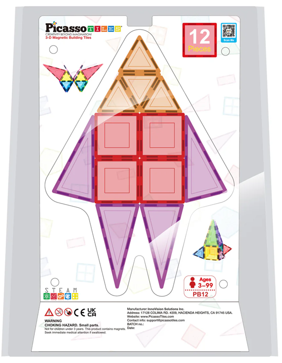 Picasso Tiles® 3D Magneet Bouwset Steam Raket 12dlg 3+