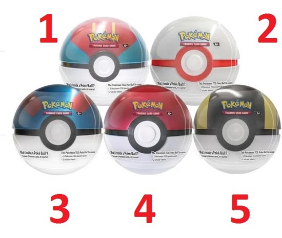 Pokémon Pokeball Tin met 3 Booster Packs & 2 Stickers 
