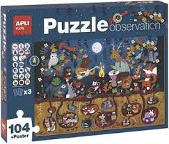 apli kids Dieren in het Bos Observatie puzzel met poster 104stukjes