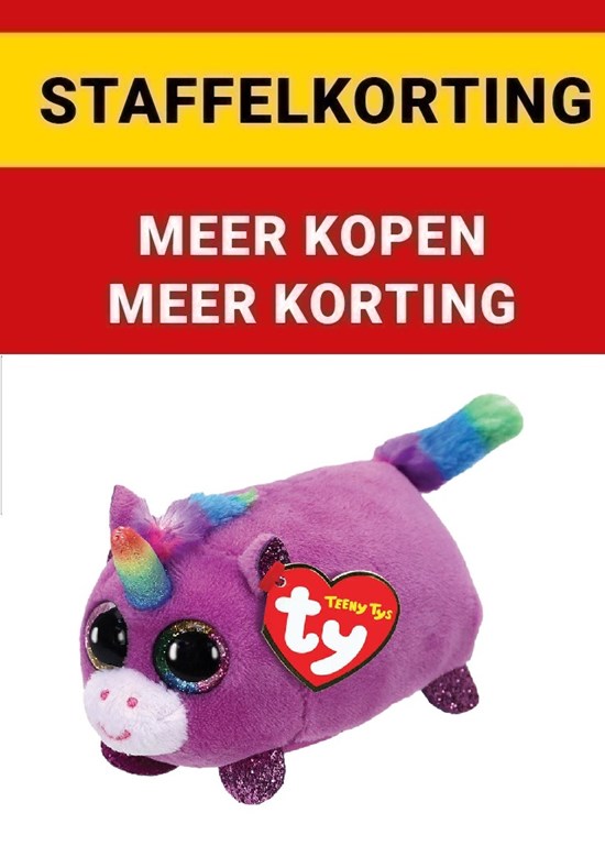 Ty Teeny Ty's Rosette de Unicorn Paars/Regenboog 10cm 