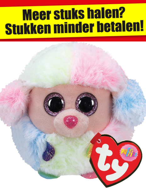 Ty Beanie Mini Puffies Rainbow de Poedel circa 10cm