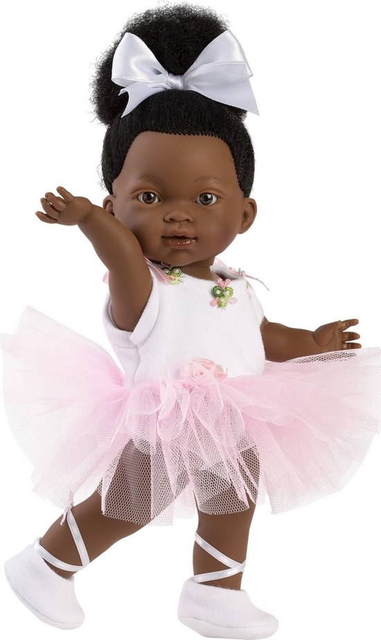 Llorens Donkere pop ZOE ballet met Witte Strik 28cm