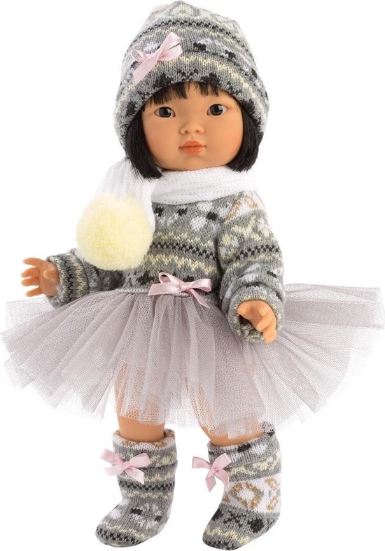 Llorens pop LU Grijs Witte Thule Jurk 28cm