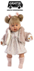 Llorens pop Alexandra Soft Body met Blond Haar met Geluid 42 cm 