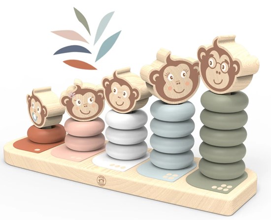 Speedy Monkey Apen Familie Stapel Ringen spel 