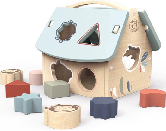 Speedy Monkey Vormen Huis  Sorteerder hout met 8 houten Blokken 1+ 