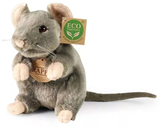 Rappa Pluche Zittende Muis Grijs circa 16cm  0mnd+ 
