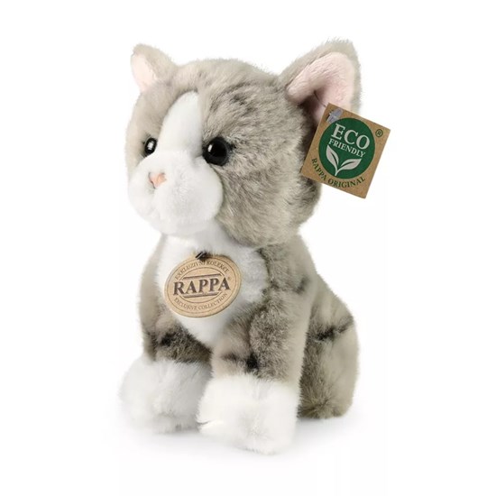 Rappa Eco Friendly Zittende Kat Grijs/Wit 18cm 0mnd+
