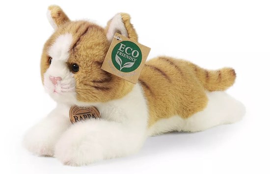 Rappa Eco Friendly pluche Liggende Kat Beige/Wit circa 20cm Omnd+ 