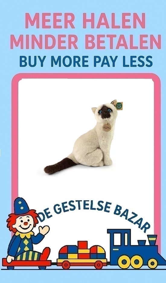 Rappa Pluche Siamese Zittende Kat circa 30cm 0mnd+ 