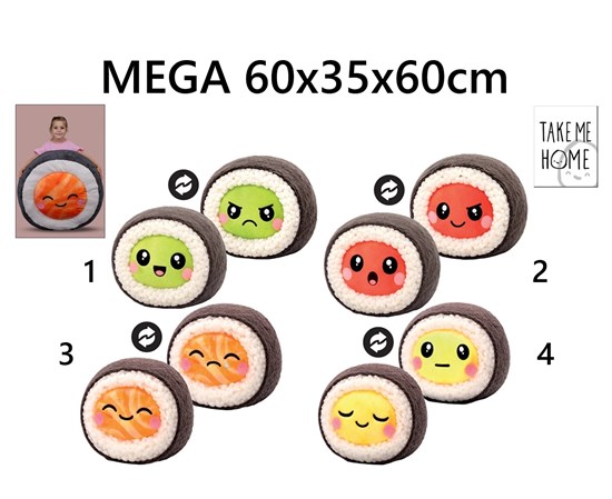 Take Me Home Kawaii Sushi pluche ass. Circa 60x35x60cm 