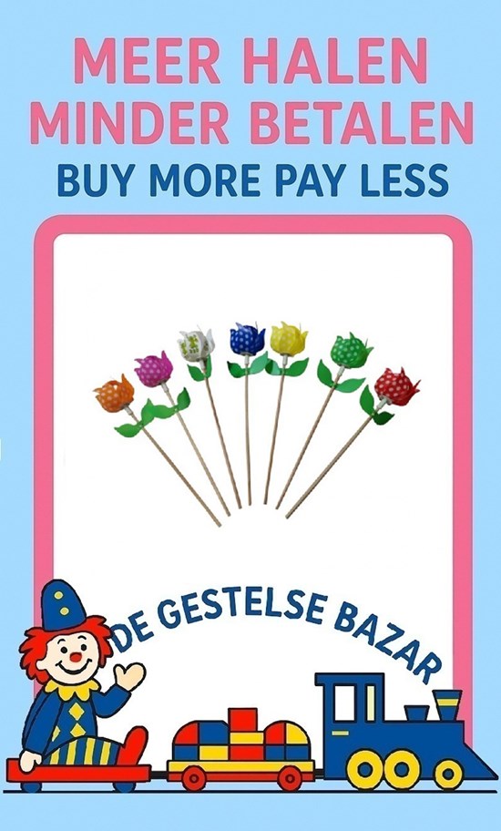 Windmolen Tulp model diverse designs/kleuren circa 13cm 