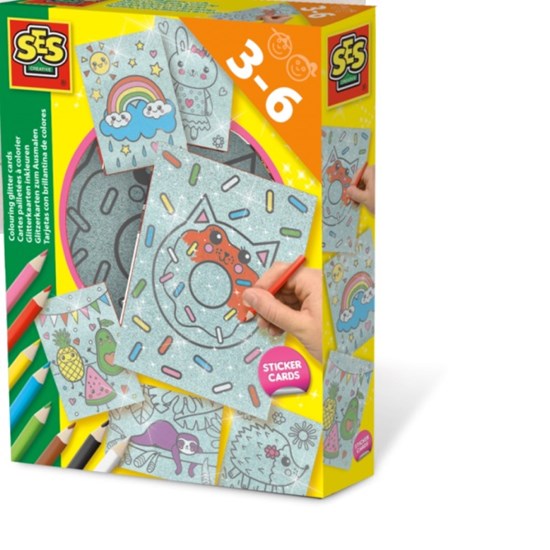opruiming14621 ses GLITTER KAARTEN IN KLEUREN  3+             