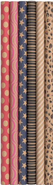 DESIGN KRAFT INPAK PAPIER 200x70 cm assorti