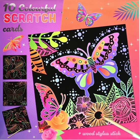 Wins 10 Colorfoul Scratch Kaarten set Vlinders en Vogels 