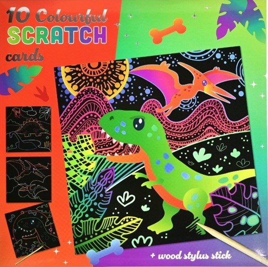 Wins 10 Colorfoul Scratch Kaarten set Dinosaurussen 