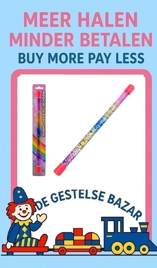 Glitter Vloeistof Rainbow Baton Toverstaf circa 31cm 3+ 