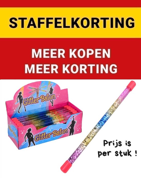 Glitter Vloeistof Rainbow Baton Toverstaf circa 31cm 3+ 